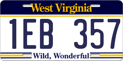 WV license plate 1EB357
