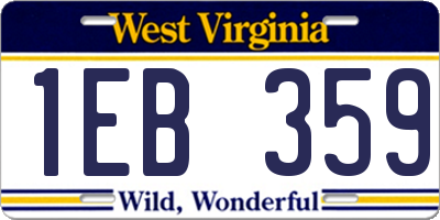 WV license plate 1EB359