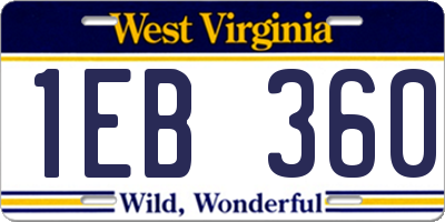 WV license plate 1EB360