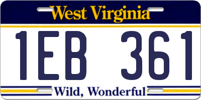 WV license plate 1EB361