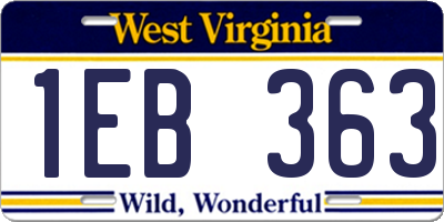 WV license plate 1EB363