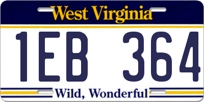 WV license plate 1EB364