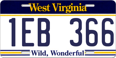 WV license plate 1EB366
