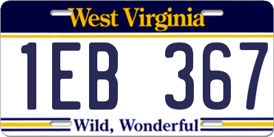 WV license plate 1EB367