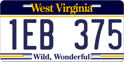 WV license plate 1EB375