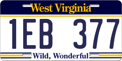 WV license plate 1EB377