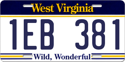 WV license plate 1EB381