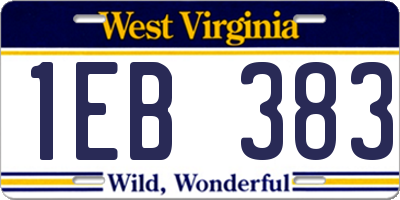 WV license plate 1EB383
