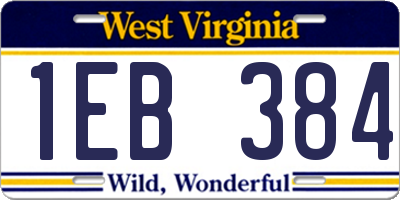 WV license plate 1EB384
