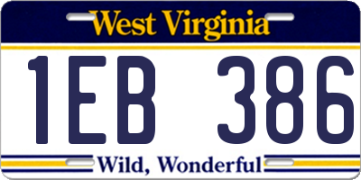 WV license plate 1EB386