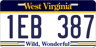 WV license plate 1EB387