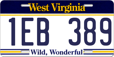 WV license plate 1EB389