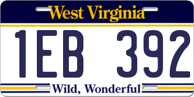 WV license plate 1EB392