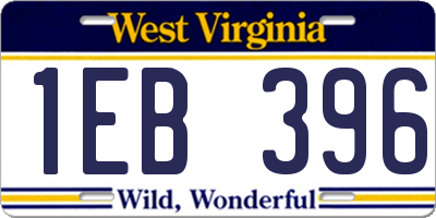 WV license plate 1EB396