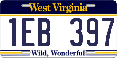 WV license plate 1EB397