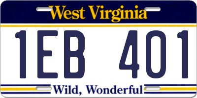 WV license plate 1EB401