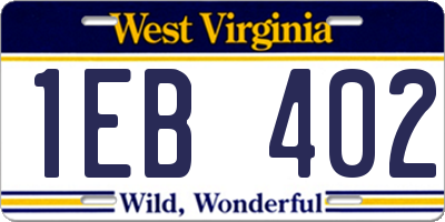 WV license plate 1EB402