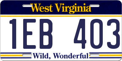 WV license plate 1EB403