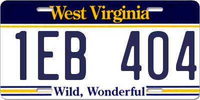 WV license plate 1EB404