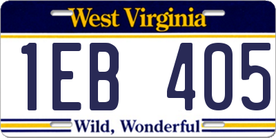 WV license plate 1EB405
