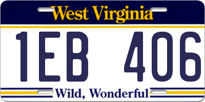 WV license plate 1EB406