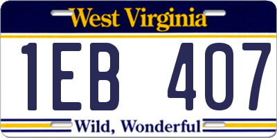 WV license plate 1EB407
