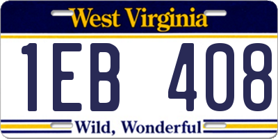 WV license plate 1EB408