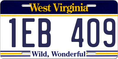 WV license plate 1EB409