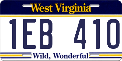 WV license plate 1EB410