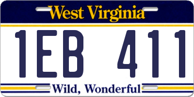 WV license plate 1EB411