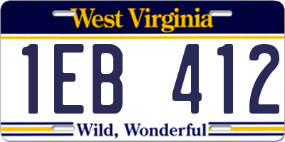 WV license plate 1EB412