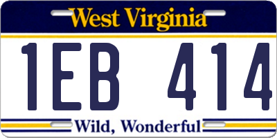 WV license plate 1EB414