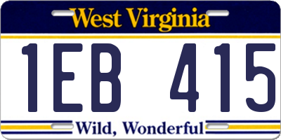 WV license plate 1EB415