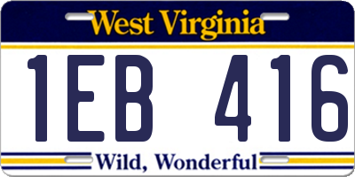 WV license plate 1EB416