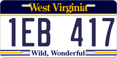 WV license plate 1EB417