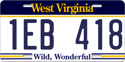 WV license plate 1EB418