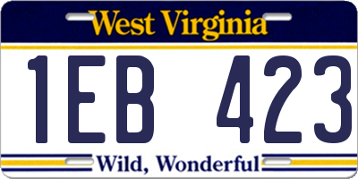 WV license plate 1EB423