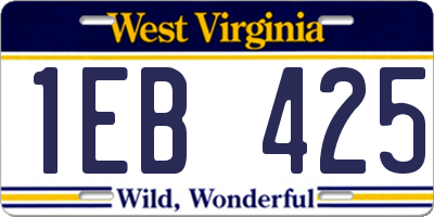 WV license plate 1EB425