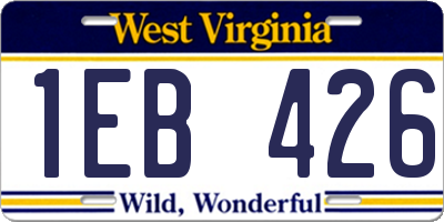 WV license plate 1EB426