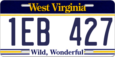 WV license plate 1EB427