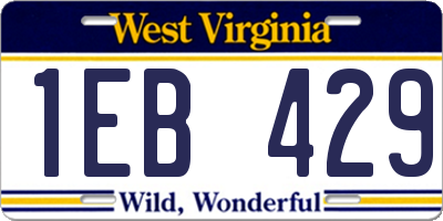 WV license plate 1EB429
