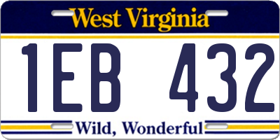 WV license plate 1EB432