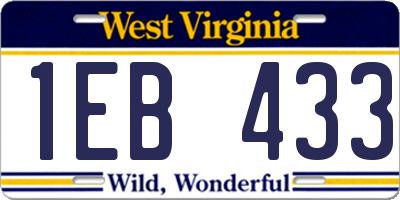 WV license plate 1EB433