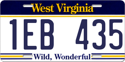 WV license plate 1EB435