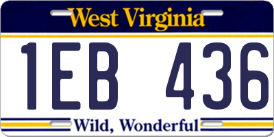 WV license plate 1EB436