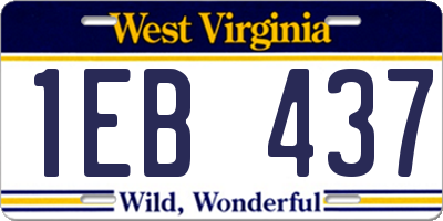 WV license plate 1EB437