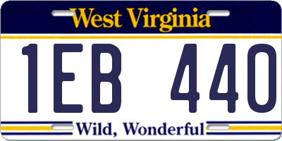 WV license plate 1EB440
