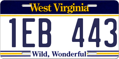 WV license plate 1EB443