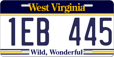 WV license plate 1EB445