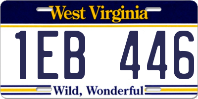 WV license plate 1EB446